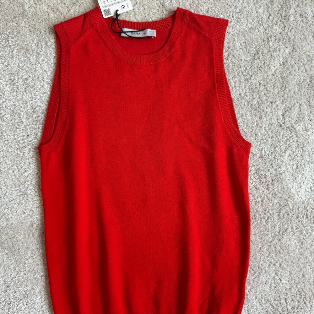 Zara Bold Red Knit Top